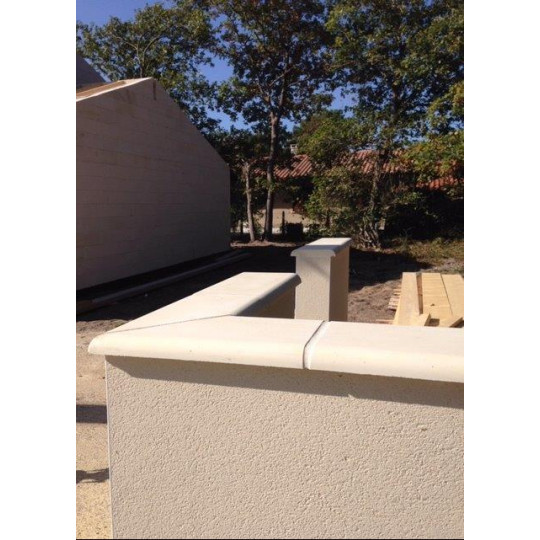 dessus de mur plat angle arrondi 50x28x4 cm