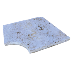 Margelle angle travertin beige 48x48x3 cm nez rond R15