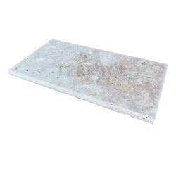 Margelle travertin beige 61x33x3 cm nez rond